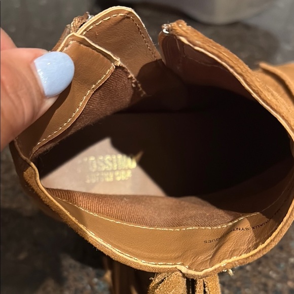 Mossimo Women's Fringe Ankle Boots Booties Side Zipper Brown Size 6 - Picture 8 of 9